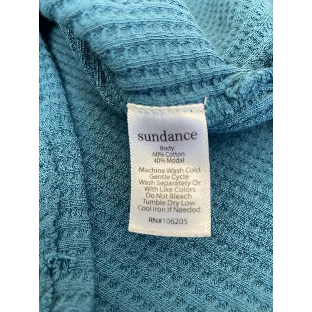 Sundance Thermal Knit Turtleneck Sweater Blue‎ Womens Size Large Pullover Boho